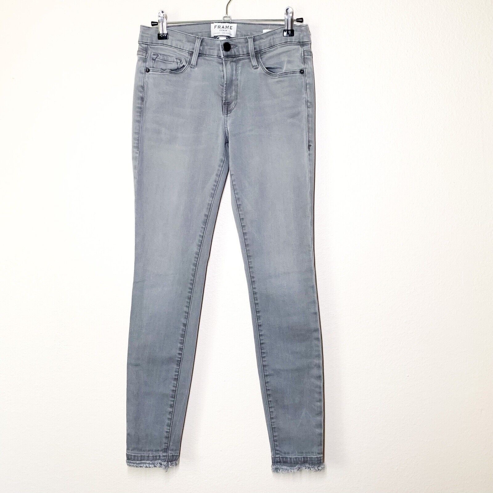 Frame Le Skinny De Jeanne 27 Marview Skinny Jeans Raw Released Hem Light Gray